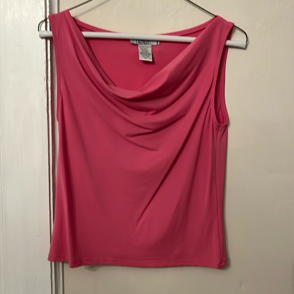 Pink cowl neck sleeveless top